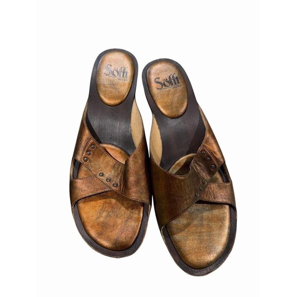 Sofft Tupelo Metallic Leather Sandals Boho Western Rustic Earthy 9.5 US 40 EU